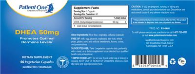 Photo of the Patient One 1 MediNutritionals DHEA 50 mg label