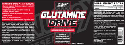 Photo of the Nutrex Research Glutamine Drive Unflavored label