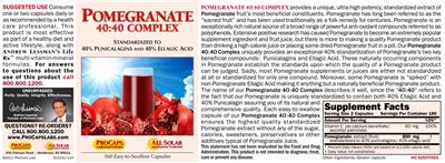 Photo of the ProCaps Laboratories Pomegranate 40:40 Complex label