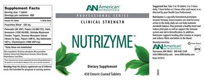 Photo of the AN American Nutriceuticals Nutrizyme label