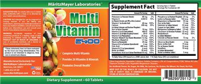 Photo of the MaritzMayer Laboratories Multi Vitamin 2400 label