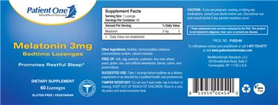 Photo of the Patient One 1 MediNutritionals Melatonin 3 mg label
