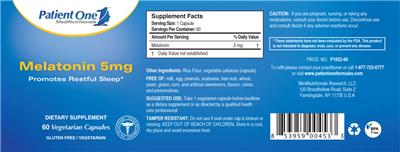 Photo of the Patient One 1 MediNutritionals Melatonin 5 mg label