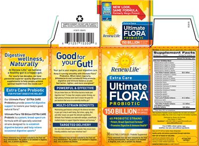 Photo of the Renew Life Extra Care Ultimate Flora Probiotic 150 Billion label