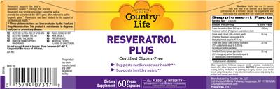 Photo of the Country Life Resveratrol Plus label