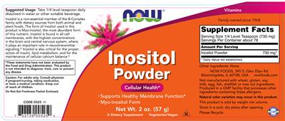 Photo of the NOW Inositol Powder label