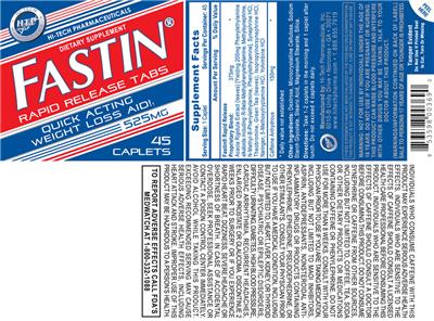 Photo of the Hi-Tech Pharmaceuticals Fastin Rapid Release label