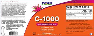 Photo of the NOW C-1000 With Rose Hips & Bioflavonoids label