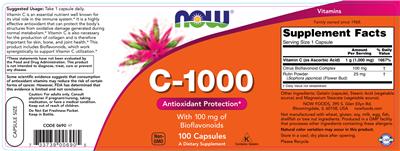 Photo of the NOW C-1000 With 100 mg Of Bioflavonoids label