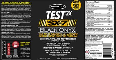 Photo of the MuscleTech Test 3X Sx-7 Black Onyx label