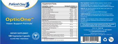 Photo of the Patient One 1 MediNutritionals OpticOne label