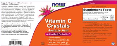 Photo of the NOW Vitamin C Crystals label