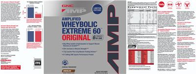 Photo of the GNC Pro Performance AMP Amplified Wheybolic Extreme 60 Original Chocolate label