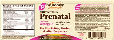 Product label for Multivitamin Prenatal