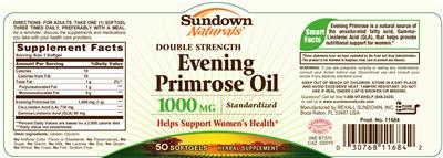 Photo of the Sundown Naturals Evening Primrose Oil 1000 mg label