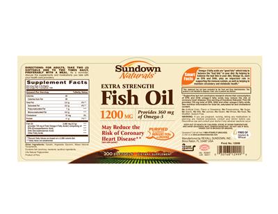 Photo of the Sundown Naturals Fish Oil 1200 mg label