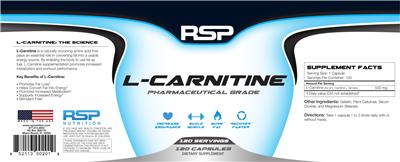 Photo of the RSP L-Carnitine label
