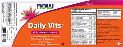 Photo of the NOW Daily Vits label