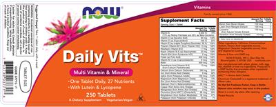 Photo of the NOW Daily Vits label