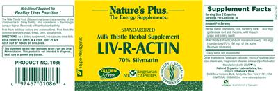 Photo of the Nature's Plus Standardized Liv-R-Actin label