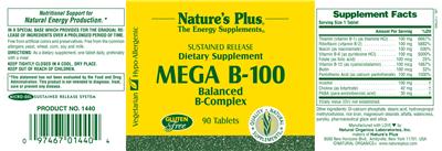 Photo of the Nature's Plus Mega B-100 label