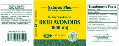Photo of the Nature's Plus Bioflavonoids 1000 mg label