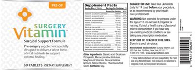 Photo of the Surgery Vitamin Pre-Op label