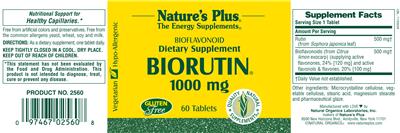 Photo of the Nature's Plus Biorutin 1000 mg label