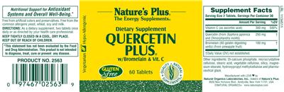 Photo of the Nature's Plus Quercetin Plus W/Bromelain & Vit. C label