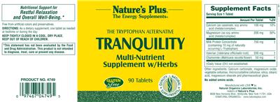 Photo of the Nature's Plus Tranquility label