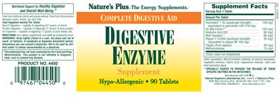 Photo of the Nature's Plus Digestive Enzyme label