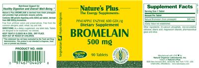 Photo of the Nature's Plus Bromelain 500 mg label