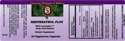 Photo of the Specialty Pharmacy Resveratrol Plus label