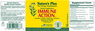 Photo of the Nature's Plus Immune Action label