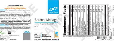 Photo of the XYMOGEN Adrenal Manager label