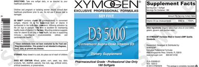 Photo of the XYMOGEN D3 5000 label