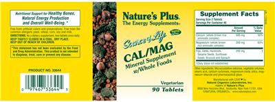 Photo of the Nature's Plus Source of Life Cal/Mag label