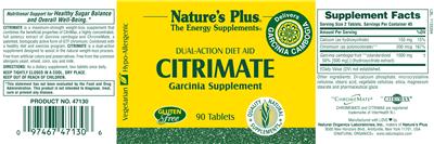 Photo of the Nature's Plus Citrimate label