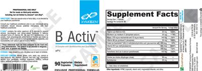 Photo of the XYMOGEN B Activ label
