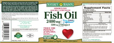 Photo of the Nature's Bounty Fish Oil 2400 mg label
