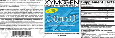 Photo of the XYMOGEN CoQmax CF label