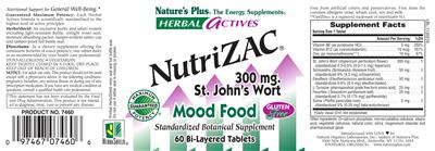 Photo of the Nature's Plus Herbal Actives NutriZAC label