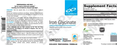 Photo of the XYMOGEN Iron Glycinate label