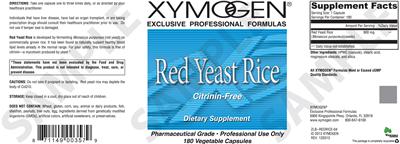 Photo of the XYMOGEN Red Yeast Rice label