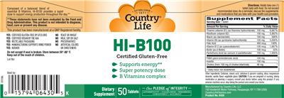 Photo of the Country Life HI-B100 label
