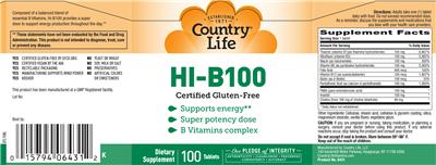 Photo of the Country Life HI-B100 label