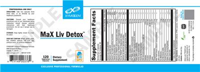 Photo of the XYMOGEN MaX Liv Detox label