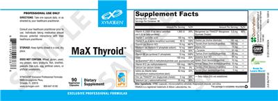 Photo of the XYMOGEN MaX Thyroid label