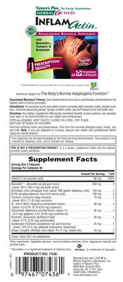 Photo of the Nature's Plus Herbal Actives InflamActin label