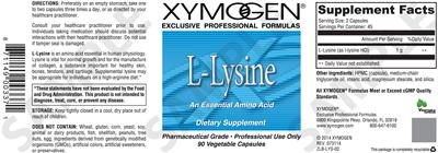 Photo of the XYMOGEN L-Lysine label